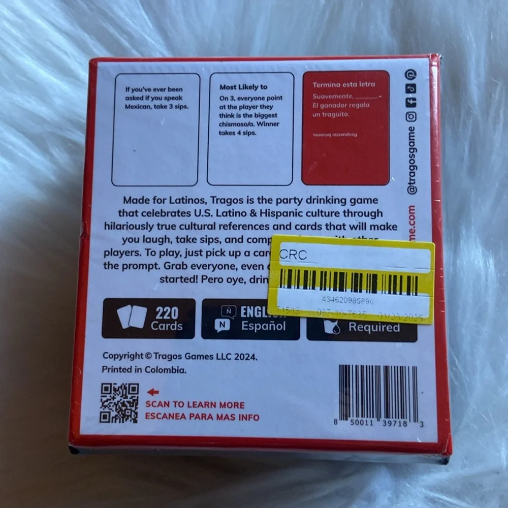 Tragos Card Game- Party Game For Latinos English & Spanish